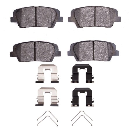 Dynamic Friction Co 3000 Semi-Metallic Brake Pads and Hardware Kit, Low Dust, 100% Copper Free, 100% Asbestos-free, Rear 1311-1816-03